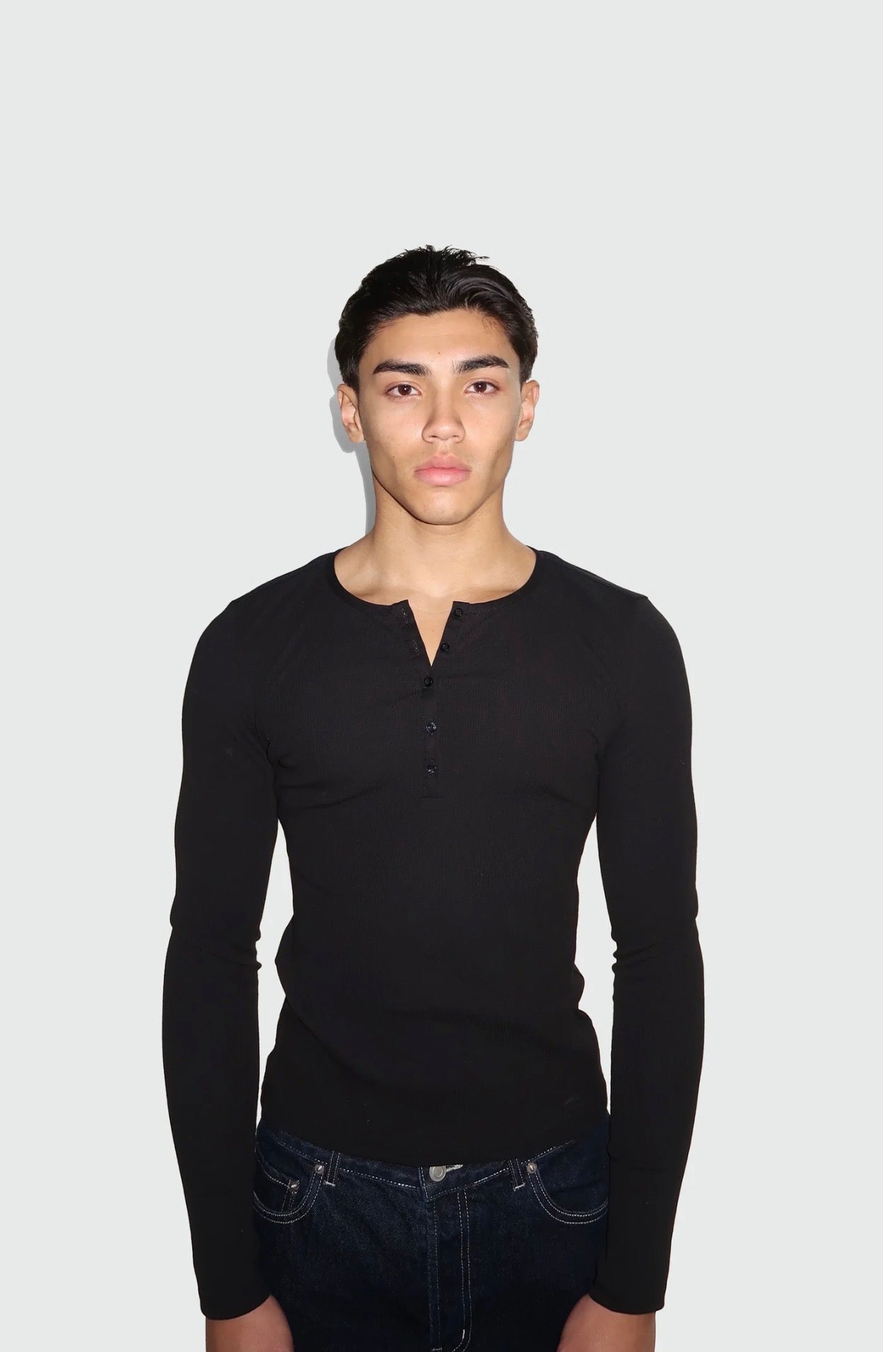 Heavyweight Cotton Henley | Onyx Black