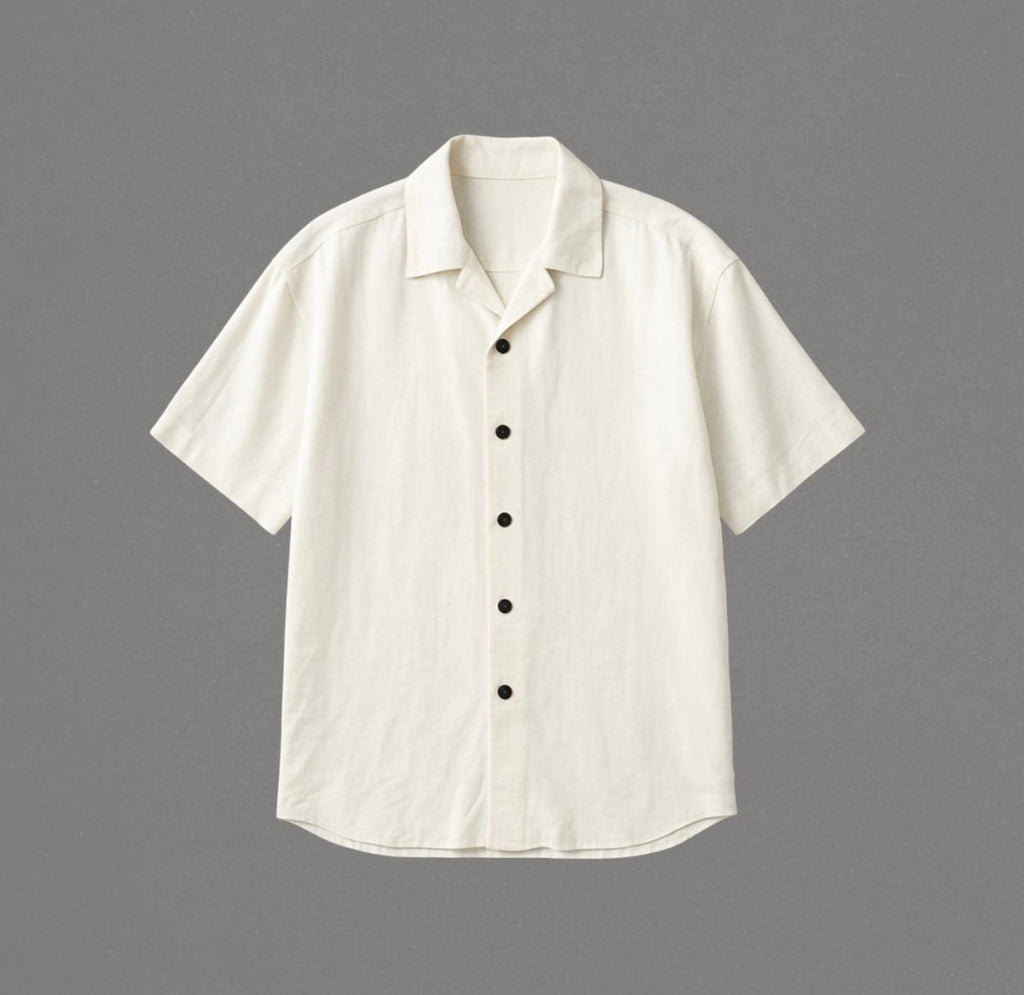 Riviera Camp Collar Linen Shirt | Cream Ivory