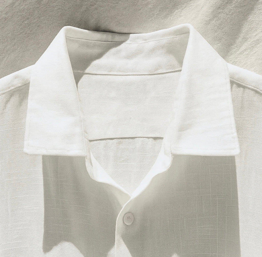 Riviera Camp Collar Linen Shirt | Cream Ivory