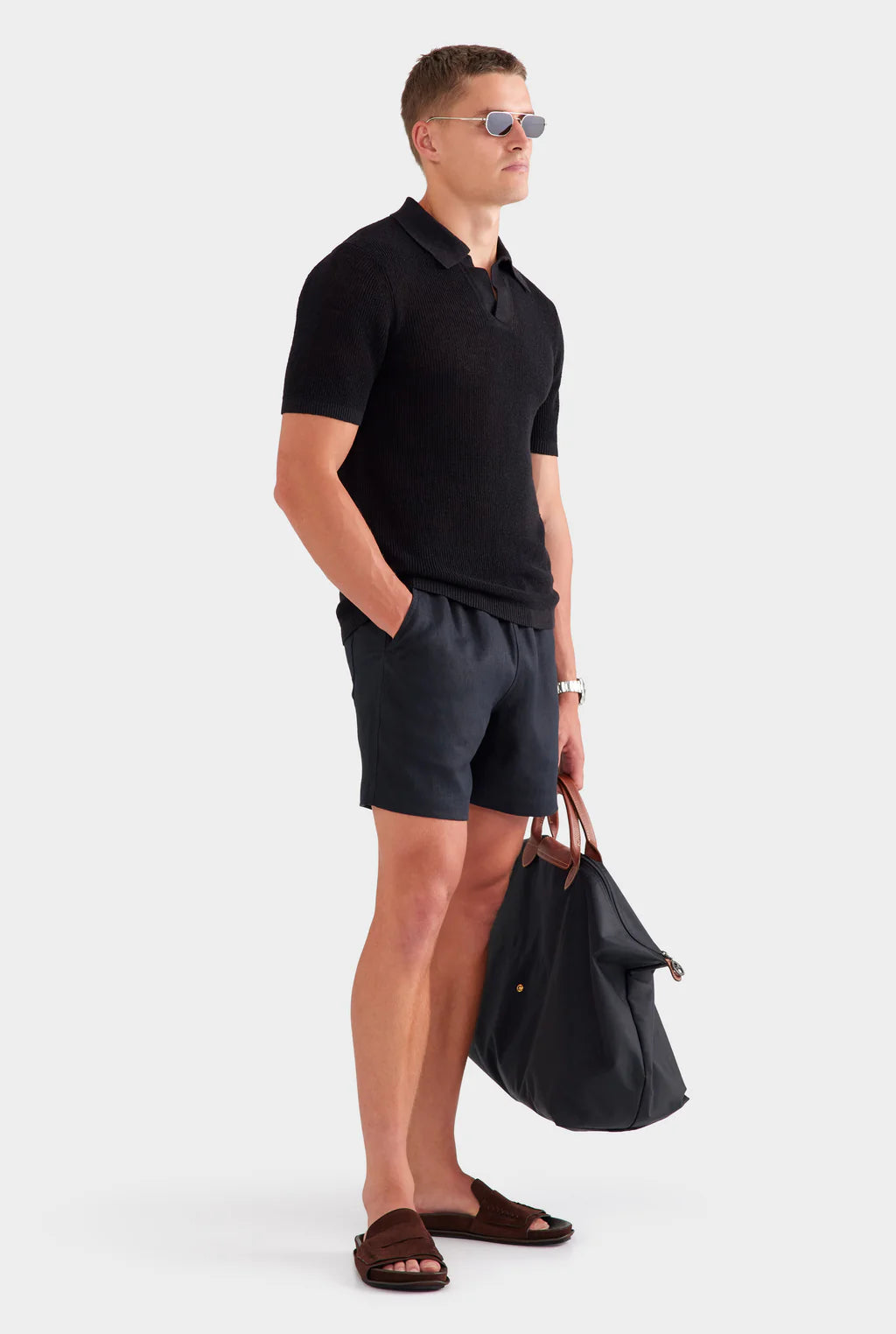 Textured Black Polo