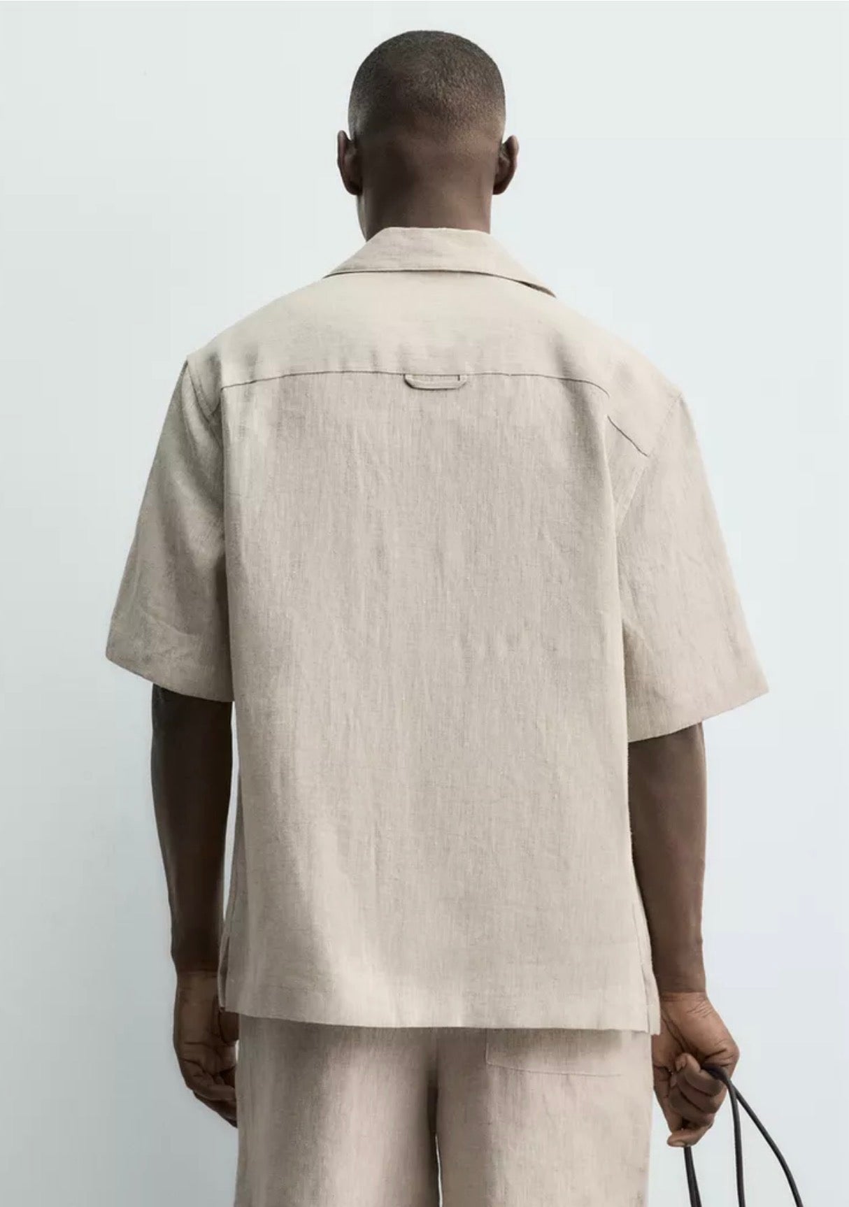 Relaxed Camp Collar Linen Shirt | Stone Beige