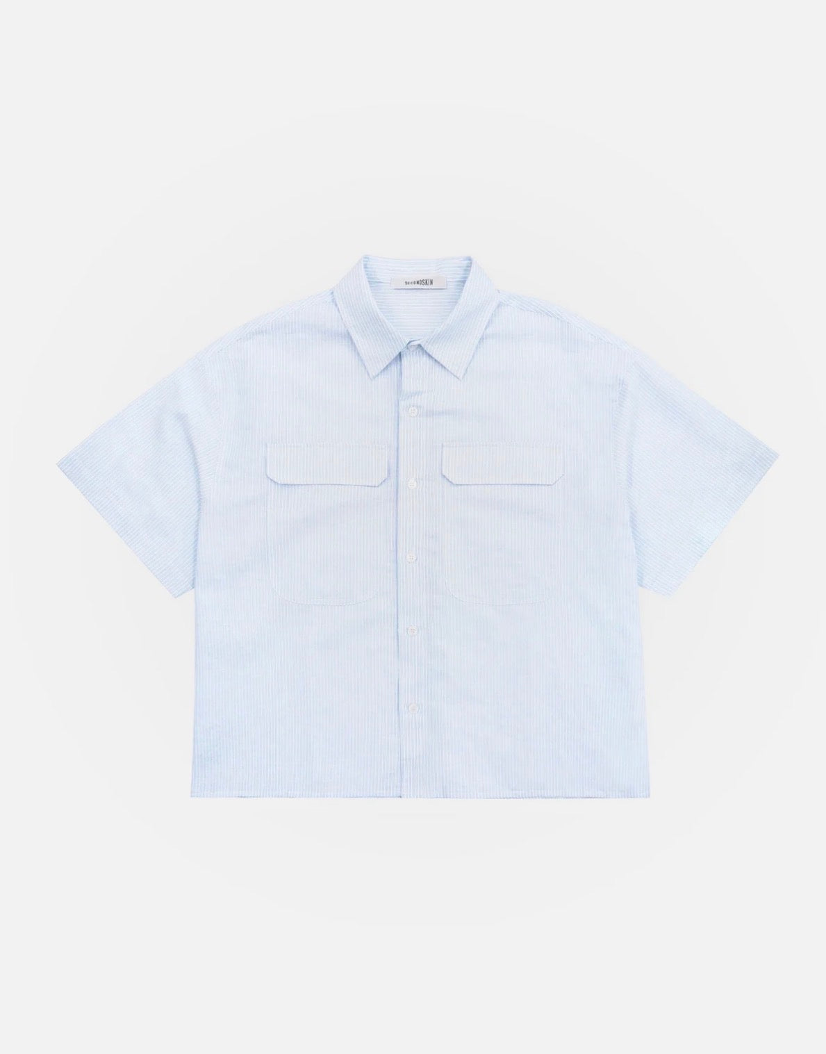 Boxy Utility Linen Shirt | Sky Blue Stripe