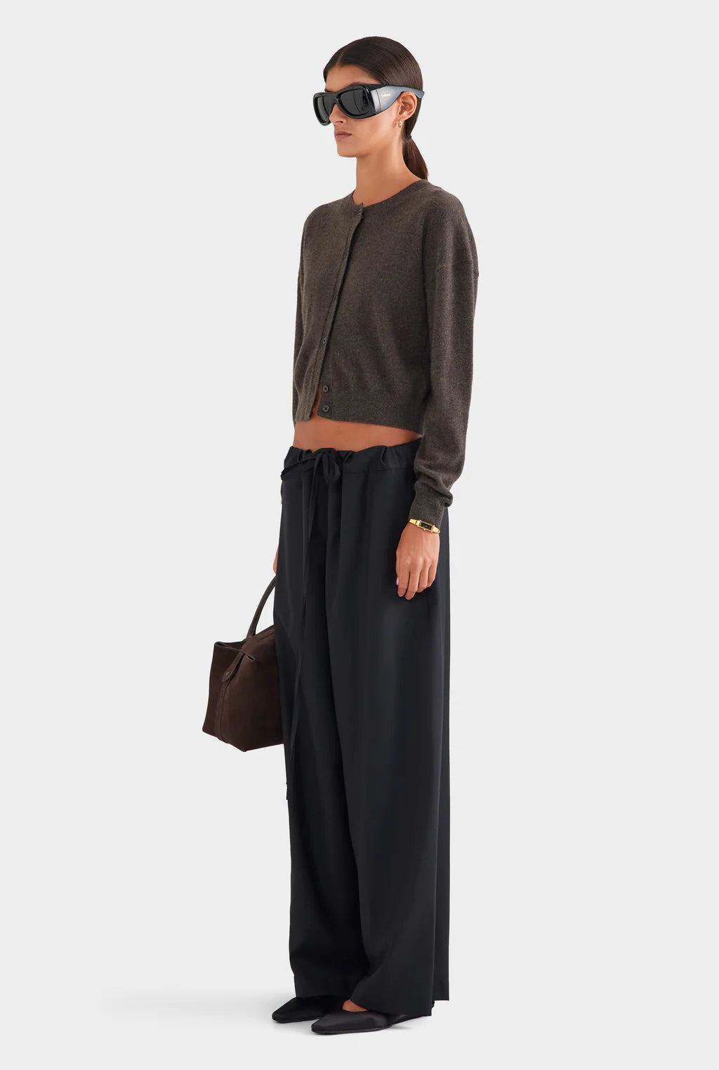 Cropped Espresso Cardigan