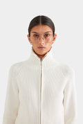Ribbed Full-Zip Mock Neck