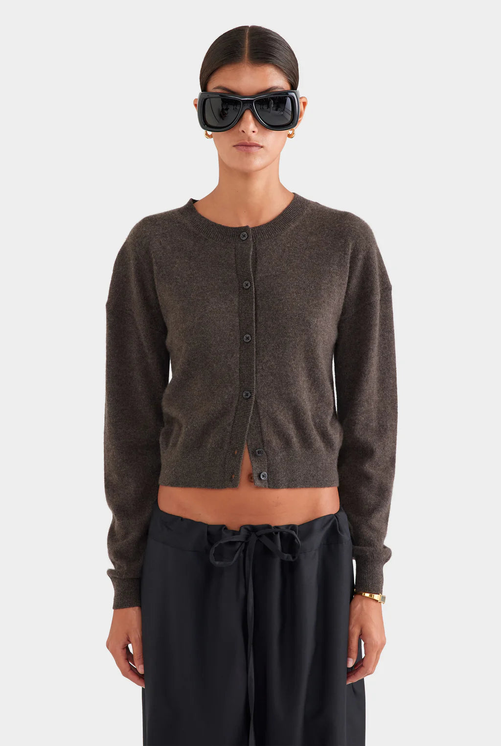 Cropped Espresso Cardigan