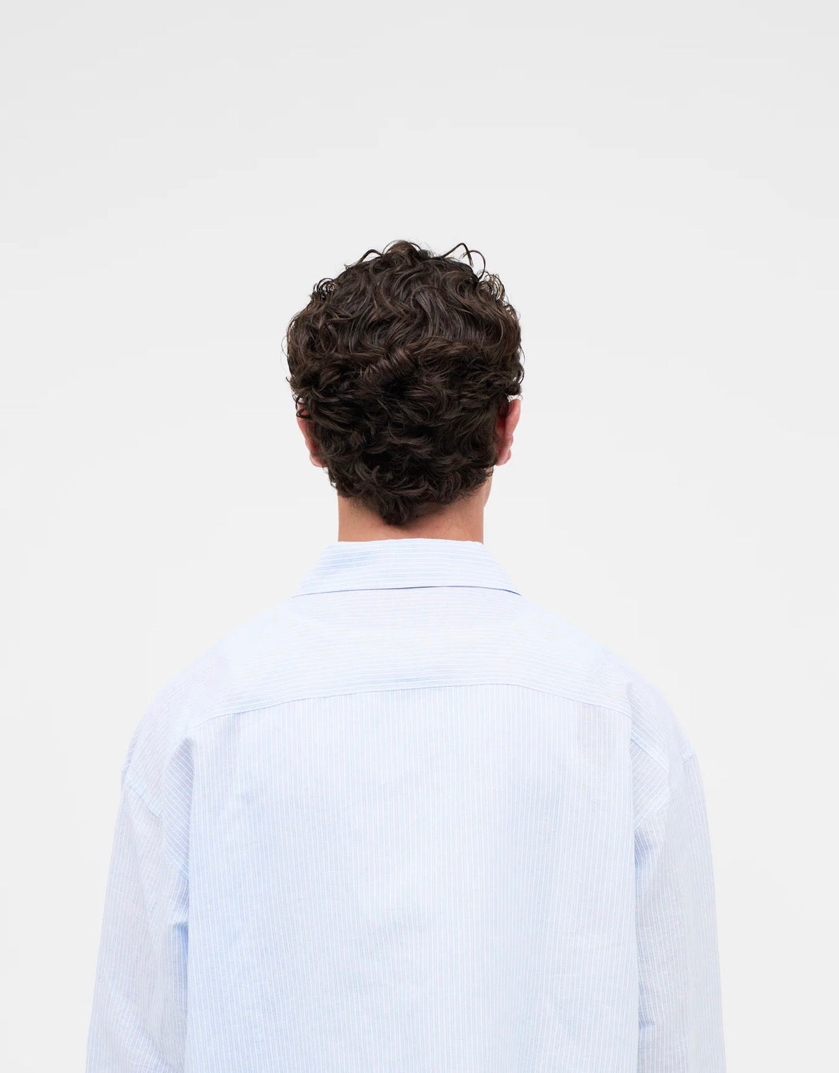 Linen Utility Overshirt | Sky Blue Stripe