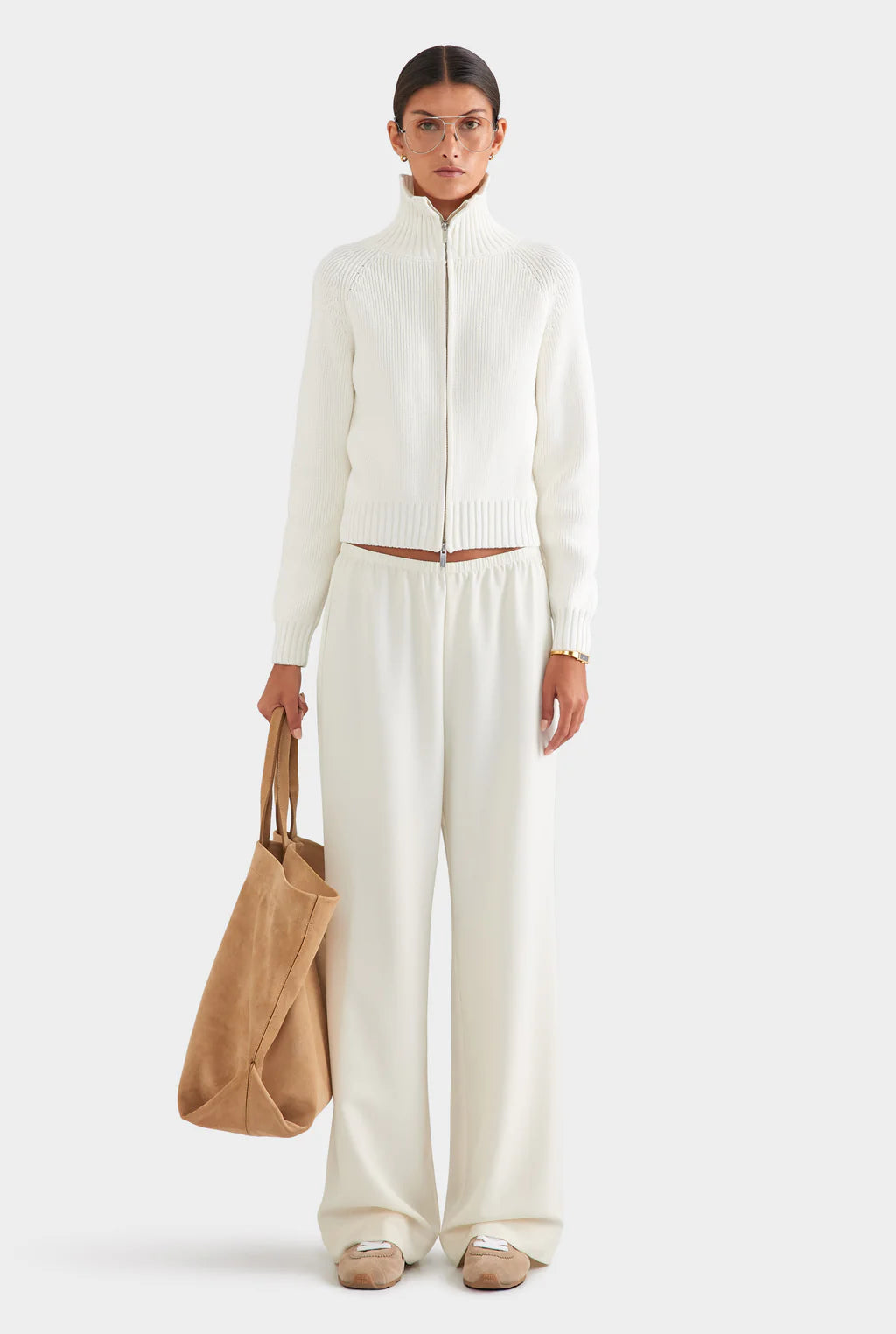 Ribbed Full-Zip Mock Neck