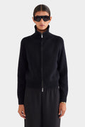 Ribbed Full-Zip Cardigan in Onyx