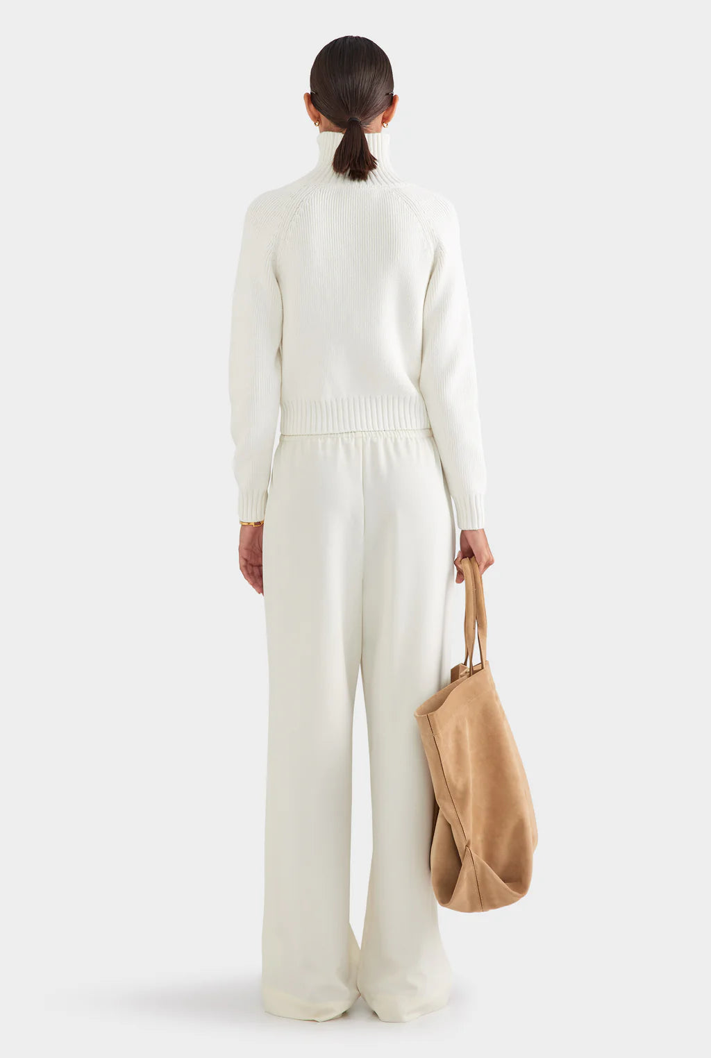 Ribbed Full-Zip Mock Neck